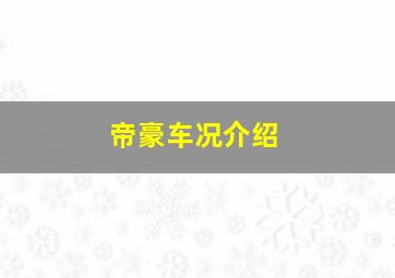 帝豪车况介绍