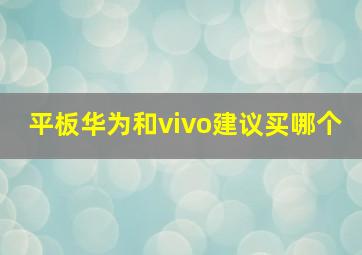 平板华为和vivo建议买哪个