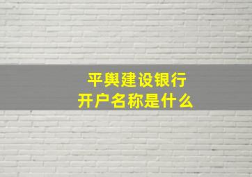 平舆建设银行开户名称是什么