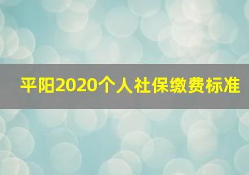 平阳2020个人社保缴费标准