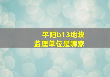 平阳b13地块监理单位是哪家