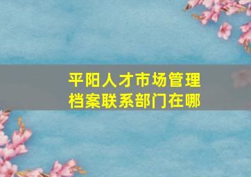 平阳人才市场管理档案联系部门在哪