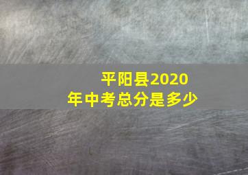 平阳县2020年中考总分是多少