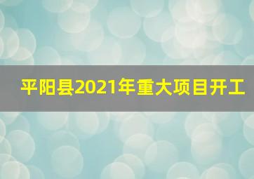 平阳县2021年重大项目开工