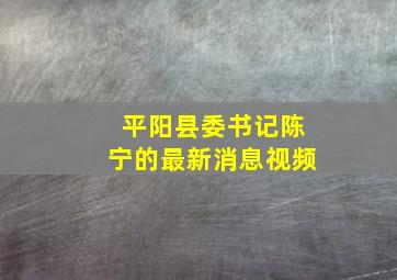 平阳县委书记陈宁的最新消息视频