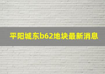 平阳城东b62地块最新消息