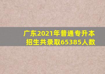 广东2021年普通专升本招生共录取65385人数