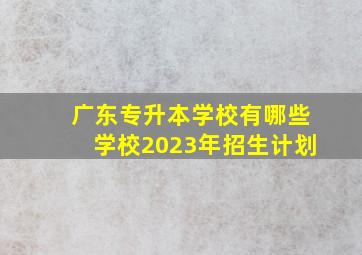 广东专升本学校有哪些学校2023年招生计划