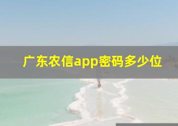 广东农信app密码多少位