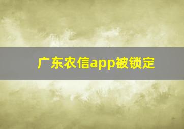 广东农信app被锁定