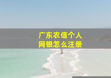 广东农信个人网银怎么注册