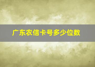 广东农信卡号多少位数