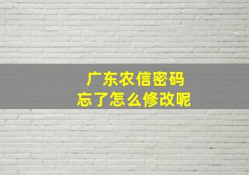 广东农信密码忘了怎么修改呢