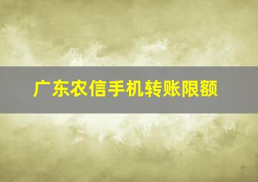 广东农信手机转账限额