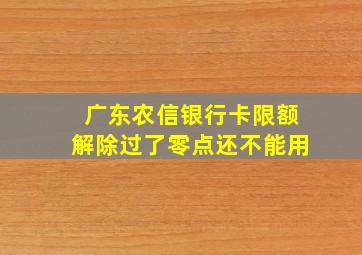 广东农信银行卡限额解除过了零点还不能用