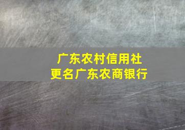 广东农村信用社更名广东农商银行