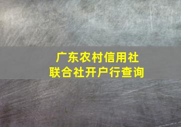 广东农村信用社联合社开户行查询