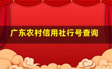 广东农村信用社行号查询