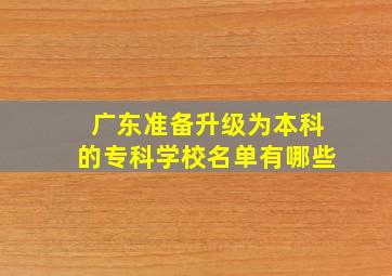 广东准备升级为本科的专科学校名单有哪些