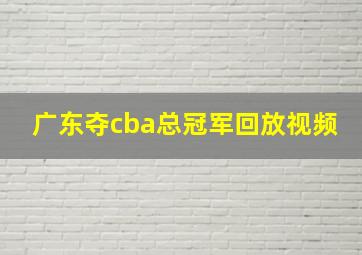 广东夺cba总冠军回放视频