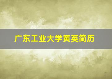 广东工业大学黄英简历