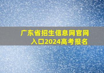 广东省招生信息网官网入口2024高考报名