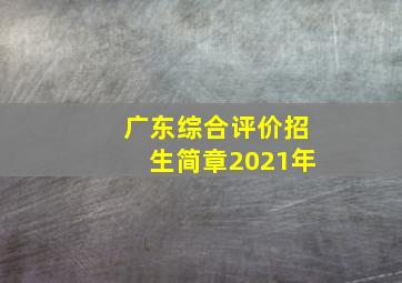 广东综合评价招生简章2021年