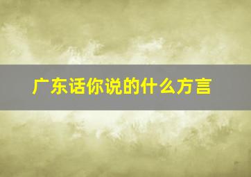 广东话你说的什么方言