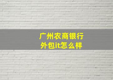 广州农商银行外包it怎么样