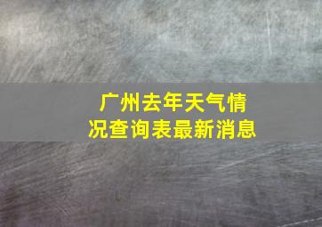 广州去年天气情况查询表最新消息