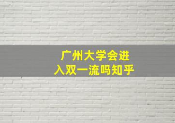 广州大学会进入双一流吗知乎