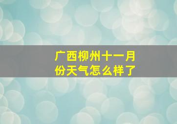 广西柳州十一月份天气怎么样了