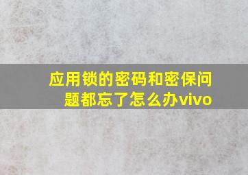 应用锁的密码和密保问题都忘了怎么办vivo