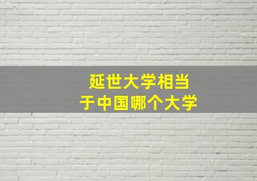 延世大学相当于中国哪个大学