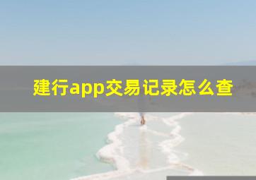 建行app交易记录怎么查