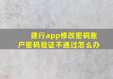 建行app修改密码账户密码验证不通过怎么办