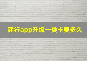 建行app升级一类卡要多久