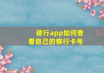 建行app如何查看自己的银行卡号