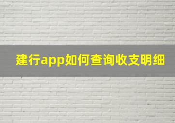 建行app如何查询收支明细