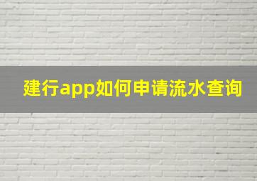 建行app如何申请流水查询