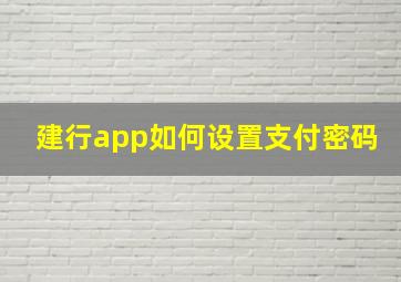 建行app如何设置支付密码