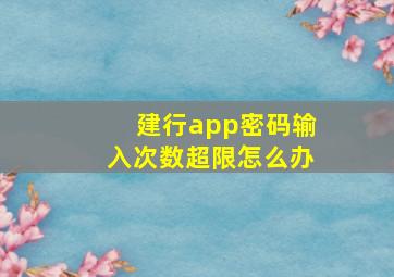 建行app密码输入次数超限怎么办