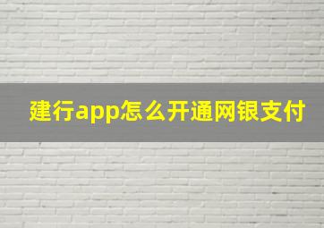 建行app怎么开通网银支付