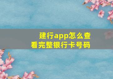 建行app怎么查看完整银行卡号码