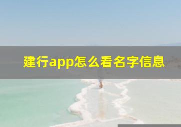 建行app怎么看名字信息