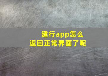 建行app怎么返回正常界面了呢