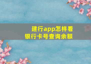 建行app怎样看银行卡号查询余额