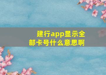 建行app显示全部卡号什么意思啊