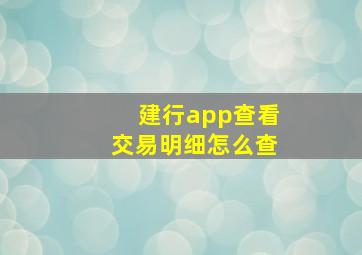 建行app查看交易明细怎么查