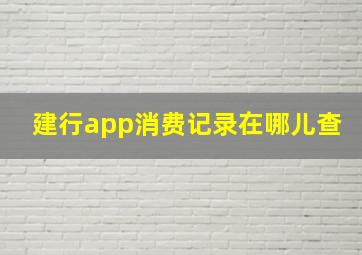 建行app消费记录在哪儿查